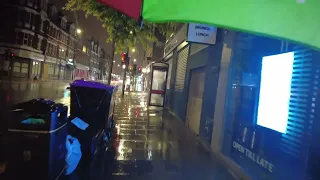 [4K] London Rain ⛈walk/ walking in THUNDERSTORMS at night 1AM /North London/ relaxing rain sounds