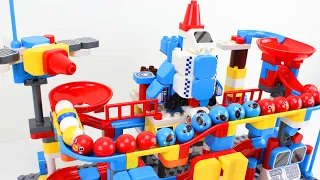 Marble Run Race ASMR ☆ Satisfying DIY Lego Duplo Rocket Space Galaxy Building Block Track #73