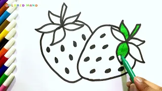 How to Draw Strawberry | Painting and Coloring for Kids and Toddlers | Paint basic, How to Draw
