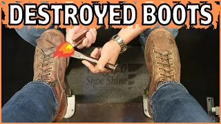 DESTROYED Boots Brought Back To Life!!! | Angelo Shoe Shine ASMR