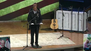 Charlotte-Mecklenburg Police Chief Johnny Jennings speaks during Joshua Eyer’s funeral