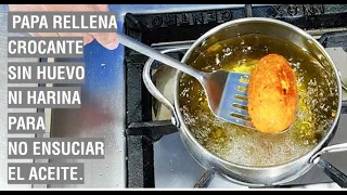 PAPA RELLENA CARRETILLERA🤑 , CROCANTE (SIN HARINA NI HUEVO 😱) RECETA ESTANDARIZADA.