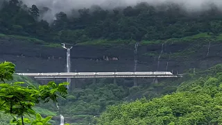 Vande Bharat over Viaduct 6 with Waterfall | Bhor Ghat