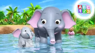 5 Elephants | Nursery Rhyme For Babies | Learn With ABC 123
