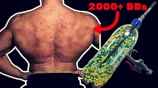 Shot by 2000+ AIRSOFT BBs from a Homemade Airsoft Gun | Bodybuilder VS Painful Airsoft Gun Challenge