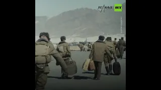 Archive footage filmed, 1989 during the final stage of the Soviet military withdrawal from Afghanist