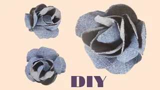 Цветы из ткани своими руками.  РОЗА из джинс. How to Make Rose Ribbon. Olha esse peso de porta. DIY