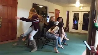 West Hardin High School Basketball Girls Playing Musical Chairs at Christmas Party