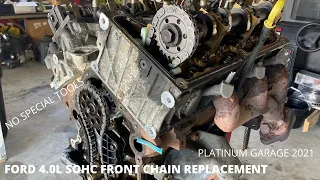 Ford 4.0L SOHC Front Timing Chain Replacement (Without Special Tools!)