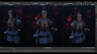 Pennywise Modeling , Sculpting - IT - Timelapse - Blender , Zbrush