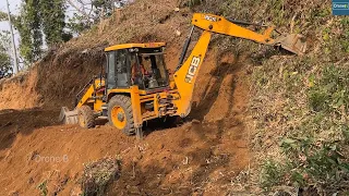 Mountain Narrow Road Building with JCB machine is a Challenge