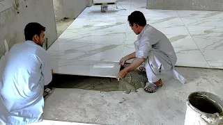 Building Bedroom With Big Ceramic Floor Tiles - 60X120cm Polished Tiles, Install Process