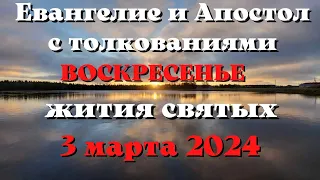 Евангелие дня 3 марта 2024 с толкованием. Апостол дня. Жития Святых.