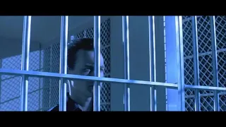 Terminator 2 T1000 liquid body scene through prison bar door