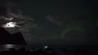 Pro-surfer Mick Fanning surfs under Northern Lights in Norway