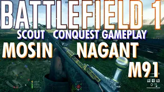 The Enemy Team Didn't Stand A Chance... Mosin Nagant Gameplay - Battlefield 1 Conquest No Commentary
