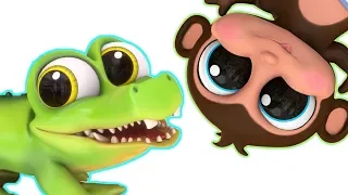 5 Little Monkeys and Mr. Crocodile | Learn Subtraction | Learn Counting