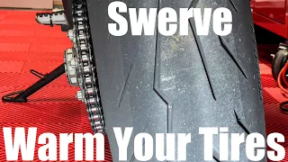 Swerving your motorcycle to heat up your tires