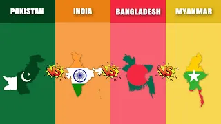 Pakistan vs India vs Bangladesh vs Myanmar | Country Comparison | Data Around The World