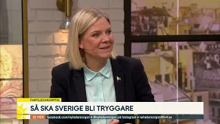 Nyhetsmorgon: Partiledarsamtal med S, M, V och SD – om kriminalitet och integration (TV4 2024.02.10)