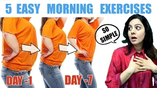 5 Easy Morning Exercises To Lose Weight & Belly Fat at Home | 5 Min Morning Workout For Beginners