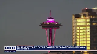 Final New Year's Eve fireworks preparations underway at Seattle's Space Needle