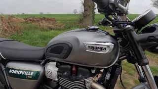 2022 Triumph Bonneville T100 Gold Line Test Ride Review PART 1 - Road Closed, Access Only, Diversion