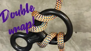 Double wrapping a figure 8 rappel device