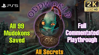 Oddworld: Abe's Oddysee (PS5/PSX) All 99 Mudokons Saved, All Secrets, Full Commentary (2K/60fps)