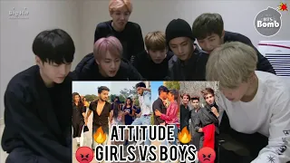 BTS reaction to Girls V/S Boys Tiktok attitude | Ultra Pro attitude | BTS Reaction | PeachyGlosss