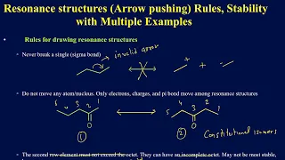 Breakdown on drawing resonance, arrow pushing patterns, and predicting most stable structures.