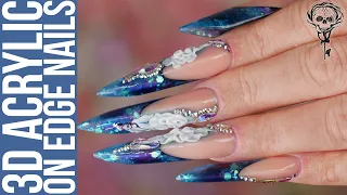 3D Flower Design on Redesigned Edge Nails