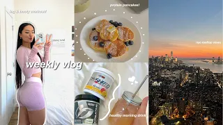 VLOG: what i eat a day, glute workout, fun night out with friends, & nyc rooftop views!