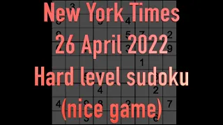 Sudoku solution – New York Times sudoku 26 April 2022 Hard level