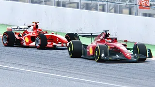 Ferrari F1 2022 F1-75 vs Ferrari F1 2004 Slick Tyres at Barcelona GP