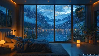 Cozy Bedroom Ambience with Rainy Mountain  View | Relaxing Rain Sounds for Sleeping | ASMR