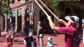 Bubble maker on Pearl street Mall in Boulder, CO