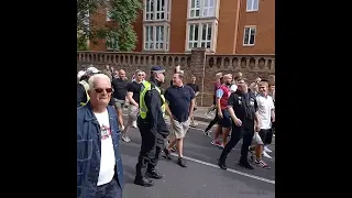 the main body of west ham gets escorted to the ground
