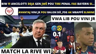 BIW !! ANCELOTTI DEJA GEN JWÈ POU TIRE PENAL POU REAL MADRID VS BAYERN_PSG 0-1 DORTMUND, PSG ÉLIMINÉ