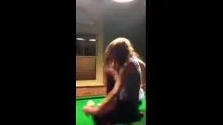 Girl dancing on pool table