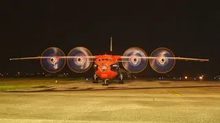 Antonov An-12 night taxiing at Piešťany