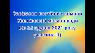 Засідання постійних комісій Зіньківської міської ради від 22 грудня 2021 року (частина ІІ)