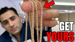 LOOK AT 8 Carat VS DIAMOND TENNIS CHAIN 14 K Gold