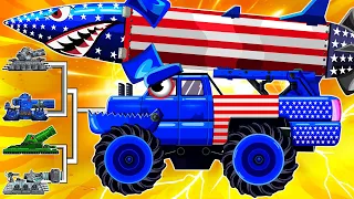 MONSTER TRUCKS vs MONSTER MAX AMERICAN ! Garbage truck, Dora kv44, Ratte monster| Arena Tank Cartoon