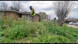 OLD lawn man left this ELDERLY homeowner YARD the WORST on the block-OVERGROWN YARD TRANSFORMATION