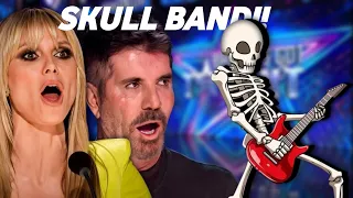 GOLDEN BUZZER FOR SKULL BAND!! awesome show #bgt #auditions #america