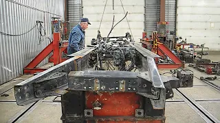 Repair and straightening of a truck frame after an Accident / Truck repair / subtitles