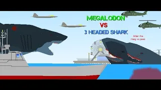 Megalodon Vs 3 headed shark