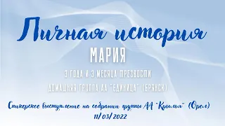 Личная история. Мария (Брянск)Спикерское выступление на собрании группы АА г. Орла "Крылья" 11.03.22