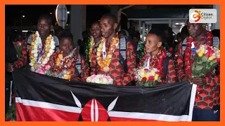 Team Kenya from the just concluded world athletics championships back in the country